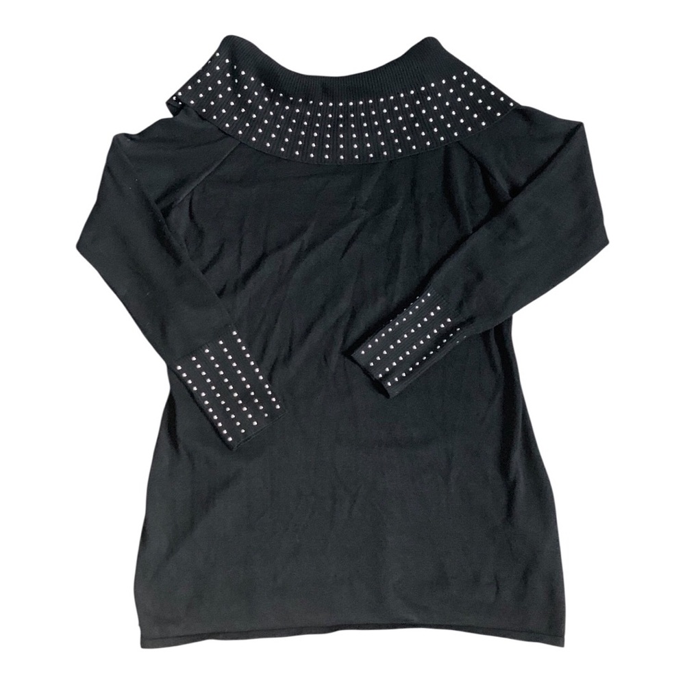 ▪️Questions? Black off shoulder silver stud long sleeves sweater▪️